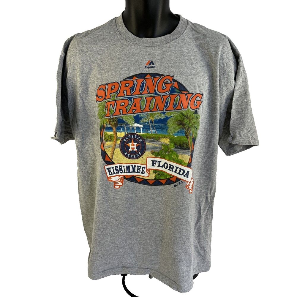 Mens‎ Majestic Houston Astros Spring Training Graphic T-Shirt Sz XL Gray Florida